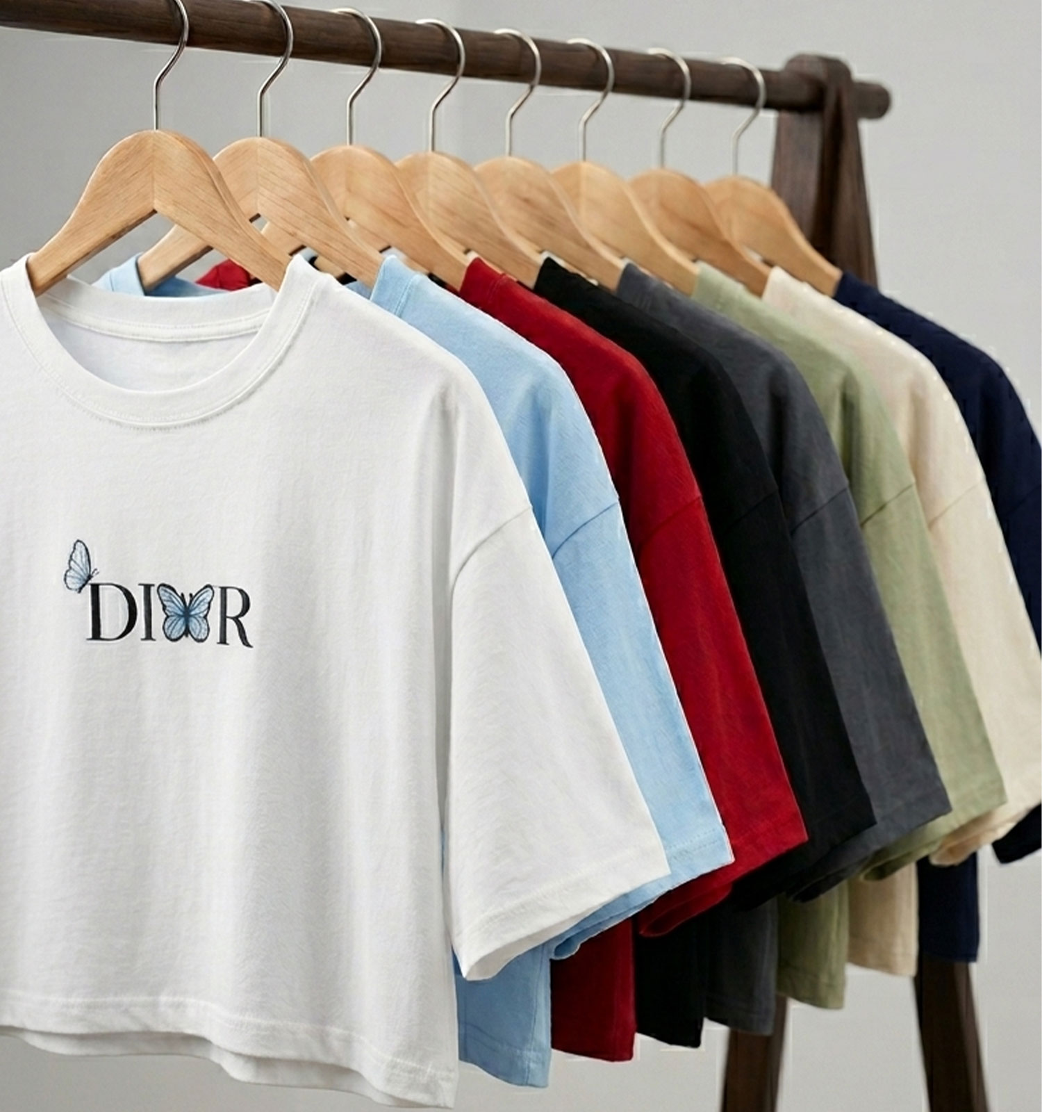 تیشرت Dior یقه گرد زنانه باکسی نخ پنبه طرح دار